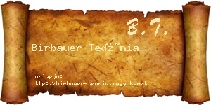 Birbauer Teónia névjegykártya
